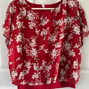 Floral Red Women's Top